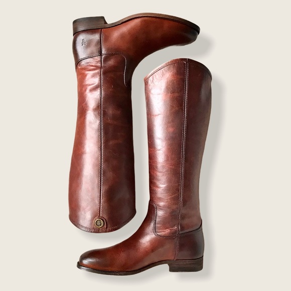 Frye Melissa Button 2 Redwood Leather Tall Boots - Picture 15 of 16